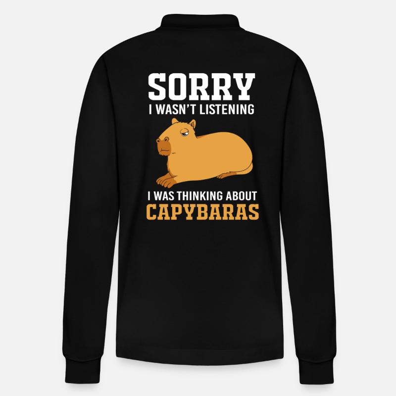 Capybara Capibara - Stanley/Stella Unisex Bio-Langarm-Poloshirt Prepster - Schwarz