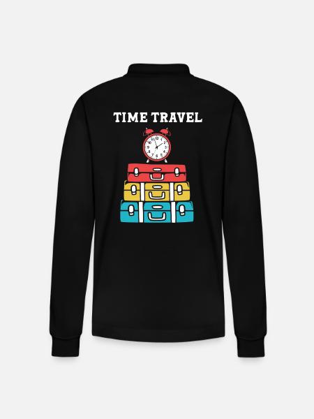 Time travel - Stanley/Stella Organic Unisex Long-Sleeved Polo Shirt Prepster - black