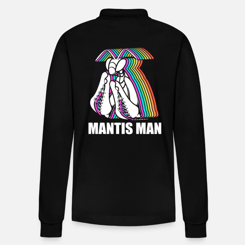 Gottesanbeter Gottesanbeterin Mantis - Stanley/Stella Unisex Bio-Langarm-Poloshirt Prepster - Schwarz