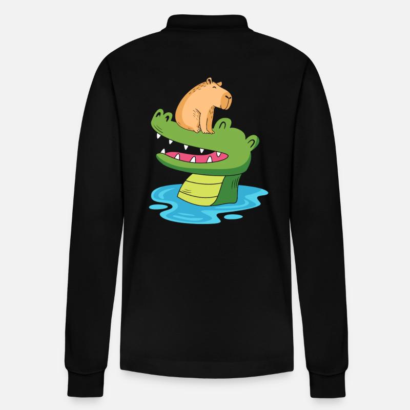 Capibara Capybara - Stanley/Stella Unisex Bio-Langarm-Poloshirt Prepster - Schwarz