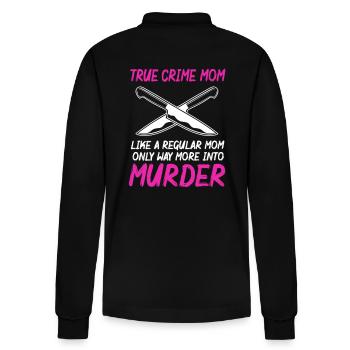 Krimi True Crime - Stanley/Stella Organic Unisex Long-Sleeved Polo Shirt Prepster - black - Back - Anna (173cm)