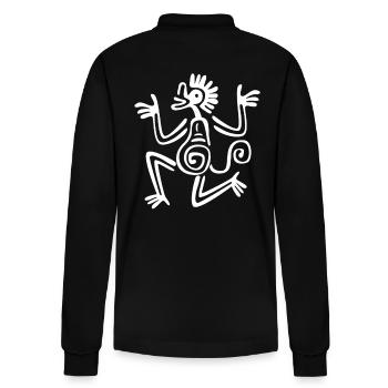 aztec Maya kalender Inka - Stanley/Stella Unisex Bio-Langarm-Poloshirt Prepster - Schwarz - Hinten - Anna (173cm)