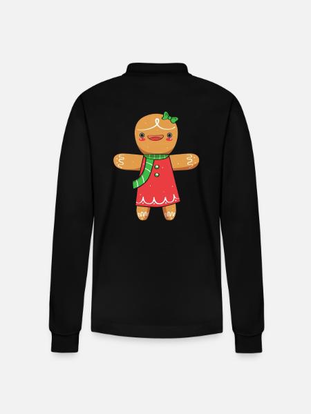 Gingerbread Christmas Gingerbread Man - Stanley/Stella Organic Unisex Long-Sleeved Polo Shirt Prepster - black