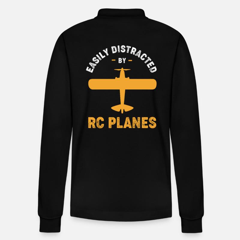 Modellflugzeug Modellflug - Stanley/Stella Unisex Bio-Langarm-Poloshirt Prepster - Schwarz
