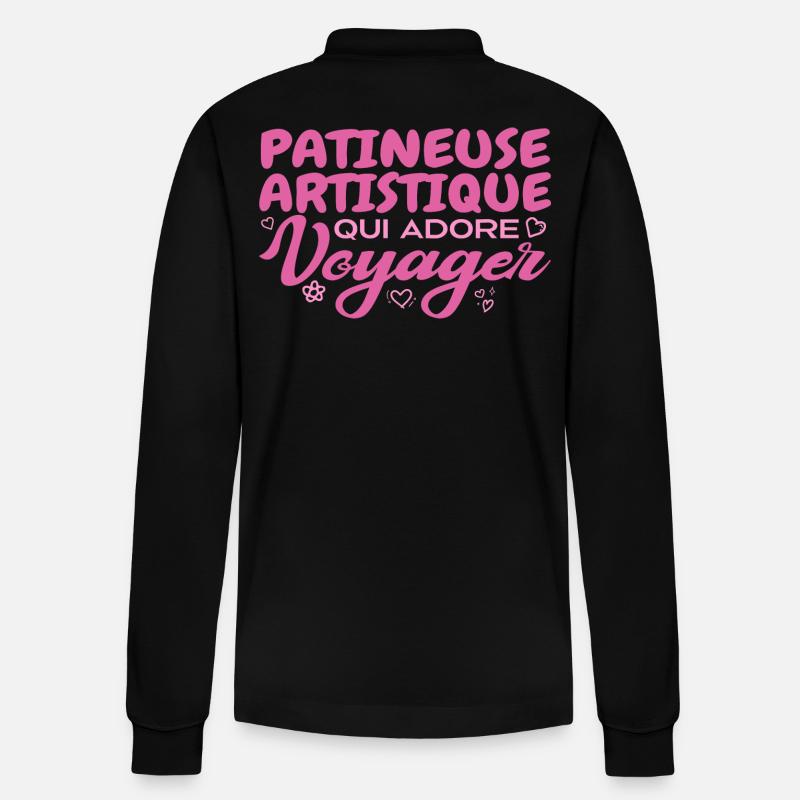 Weltenbummler Eiskunstläufer - Stanley/Stella Unisex Bio-Langarm-Poloshirt Prepster - Schwarz
