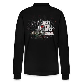 Dart Skull Motif Cool Graphic Multicolor with Skull - Stanley/Stella Organic Unisex Long-Sleeved Polo Shirt Prepster - black - Back - Anna (173cm)