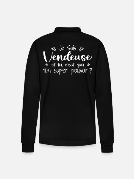 I am a salesperson. What's your superpower? - Stanley/Stella Organic Unisex Long-Sleeved Polo Shirt Prepster - black