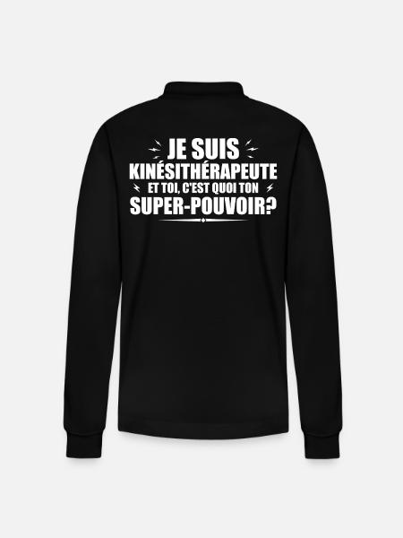 Physiotherapist. What's your superpower? - Stanley/Stella Organic Unisex Long-Sleeved Polo Shirt Prepster - black