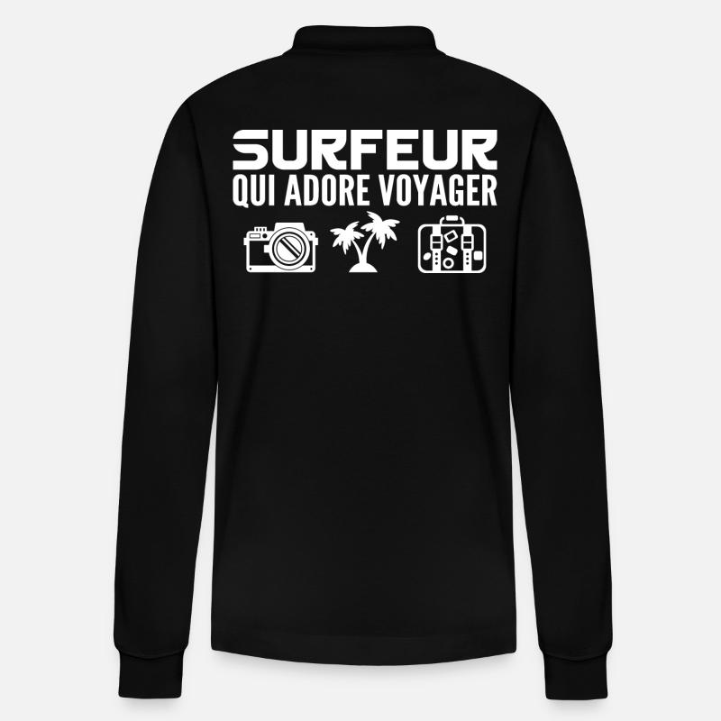 Voyageurs & Surfeurs : Passion & Découverte - Polo à manches longues bio PREPSTER Stanley/Stella Unisexe - noir