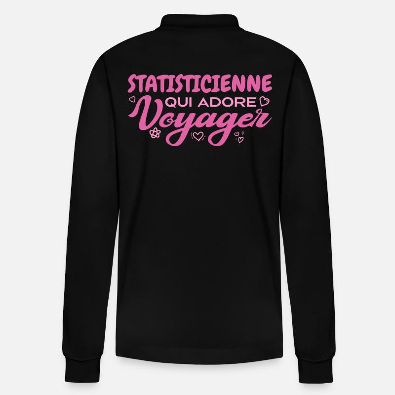 Statisticienne globe-trotteuse passionnée voyages - Polo à manches longues bio PREPSTER Stanley/Stella Unisexe - noir
