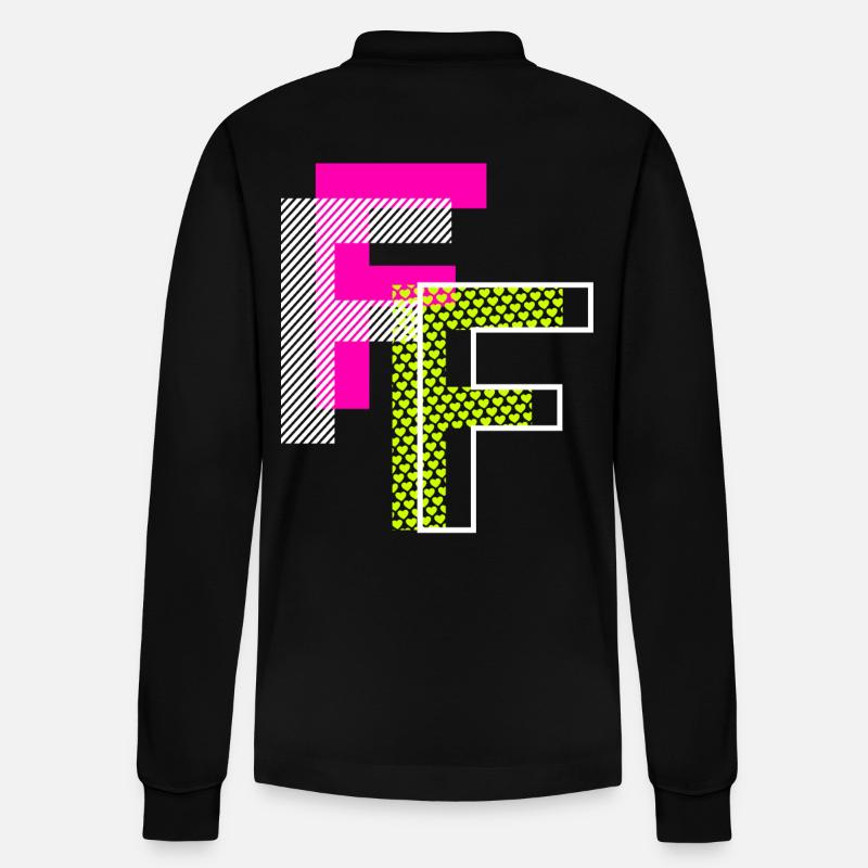 F Buchstabe - Stanley/Stella Unisex Bio-Langarm-Poloshirt Prepster - Schwarz