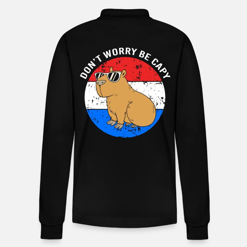 Capybara - Stanley/Stella Unisex Bio-Langarm-Poloshirt Prepster - Schwarz