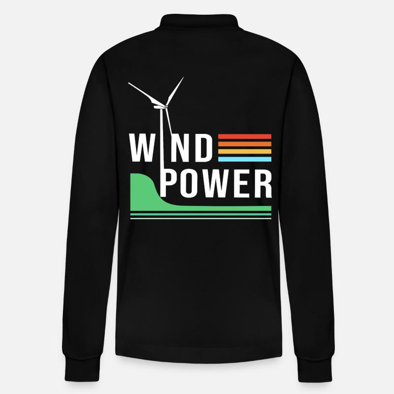 Windrad Windenergie Windkraft - Stanley/Stella Unisex Bio-Langarm-Poloshirt Prepster - Schwarz