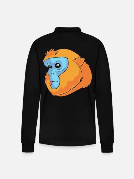 Snub-nosed monkey Monkey Chimpanzee - Stanley/Stella Organic Unisex Long-Sleeved Polo Shirt Prepster - black