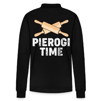 Poland Polish Pierogi - Stanley/Stella Organic Unisex Long-Sleeved Polo Shirt Prepster - black - Back - Anna (173cm)