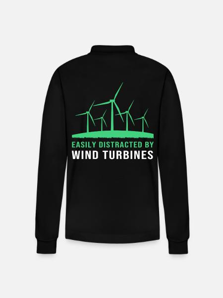 Windkraft Windrad Windenergie - Stanley/Stella Unisex Bio-Langarm-Poloshirt Prepster - Schwarz