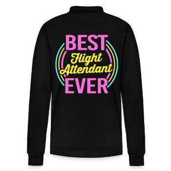 Flight Attendant Stewardess - Stanley/Stella Organic Unisex Long-Sleeved Polo Shirt Prepster - black - Back - Anna (173cm)