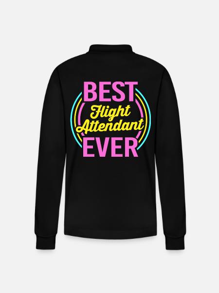 Flight Attendant Stewardess - Stanley/Stella Organic Unisex Long-Sleeved Polo Shirt Prepster - black