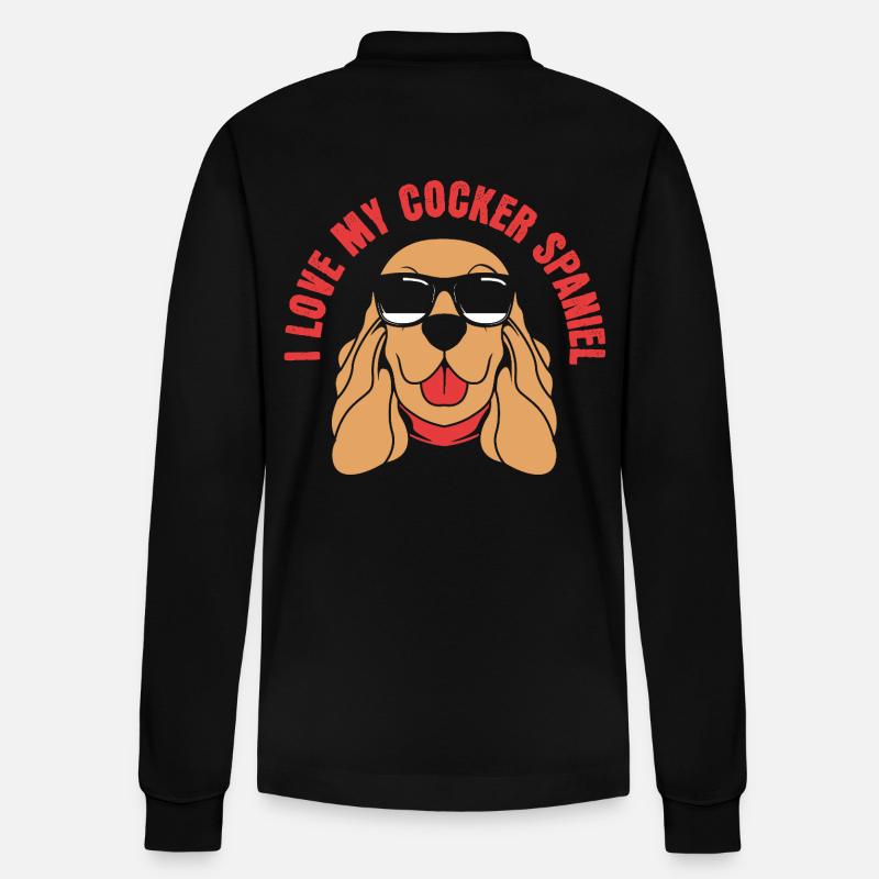 Papa Cocker Spaniel - Polo à manches longues bio PREPSTER Stanley/Stella Unisexe - noir