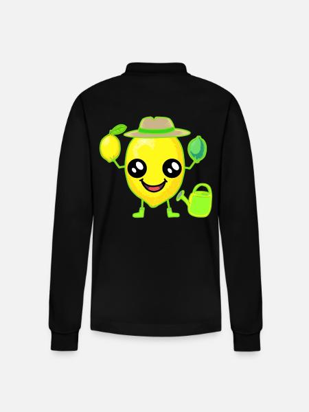Lemon Lemon - Stanley/Stella Organic Unisex Long-Sleeved Polo Shirt Prepster - black