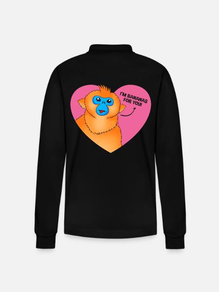 Snub-nosed monkey Monkey Chimpanzee - Stanley/Stella Organic Unisex Long-Sleeved Polo Shirt Prepster - black