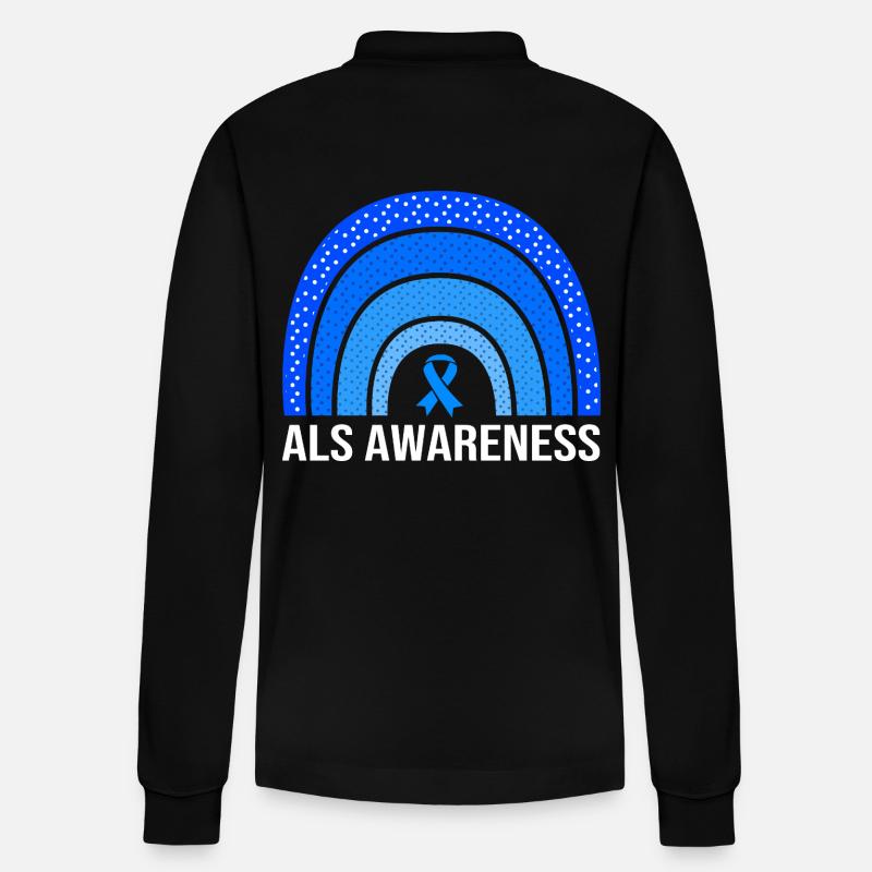 ALS Nervenkrankheit - Stanley/Stella Unisex Bio-Langarm-Poloshirt Prepster - Schwarz