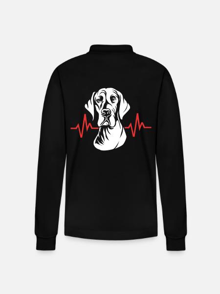 Great Dane heartbeat - Stanley/Stella Organic Unisex Long-Sleeved Polo Shirt Prepster - black