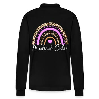 Medical Coder - Stanley/Stella Organic Unisex Long-Sleeved Polo Shirt Prepster - black - Back - Anna (173cm)