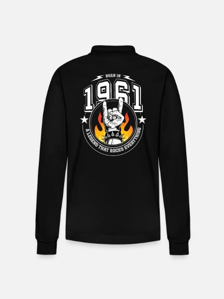 1961 Birthday, rocks everything - Stanley/Stella Organic Unisex Long-Sleeved Polo Shirt Prepster - black