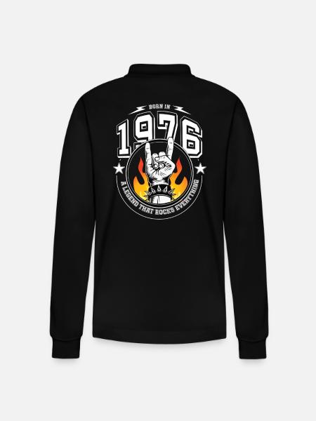 1976 Birthday, rocks everything - Stanley/Stella Organic Unisex Long-Sleeved Polo Shirt Prepster - black