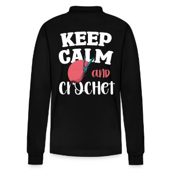 Keep Calm And Crochet Art Design - Stanley/Stella Organic Unisex Long-Sleeved Polo Shirt Prepster - black - Back - Anna (173cm)