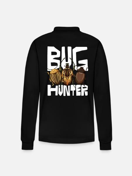Bug Hunter Insect Lover Design - Stanley/Stella Organic Unisex Long-Sleeved Polo Shirt Prepster - black