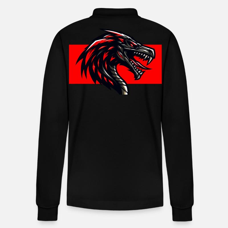 Roter Drache - Stanley/Stella Unisex Bio-Langarm-Poloshirt Prepster - Schwarz