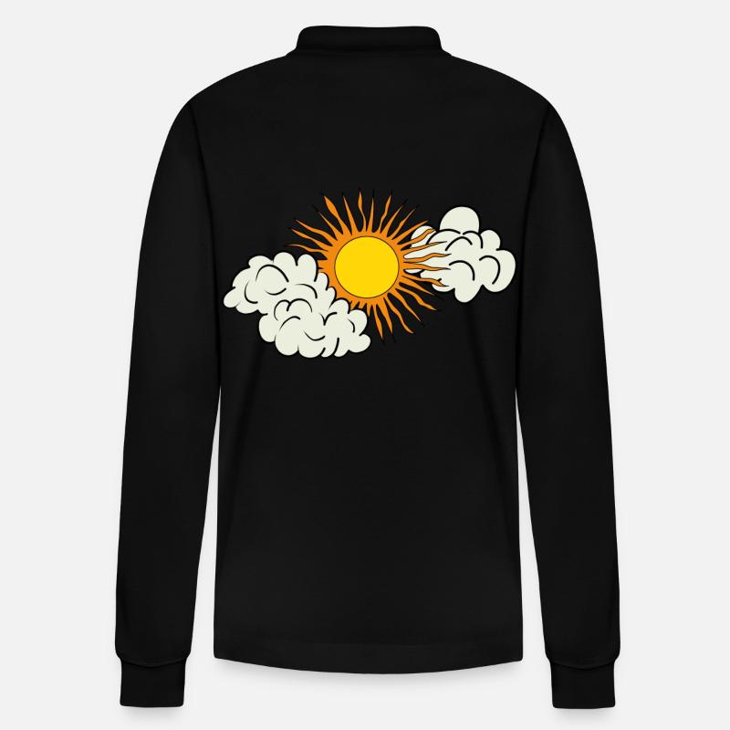 Sonne Wolken Retrostyle - Stanley/Stella Unisex Bio-Langarm-Poloshirt Prepster - Schwarz