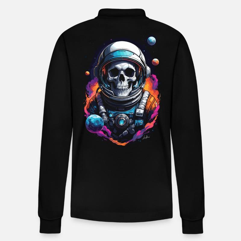 Crâne astronaute univers - Polo à manches longues bio PREPSTER Stanley/Stella Unisexe - noir