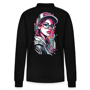 Fille urbaine dans le style Pop Art - Polo à manches longues bio PREPSTER Stanley/Stella Unisexe - noir - Dos - Anna (173cm)