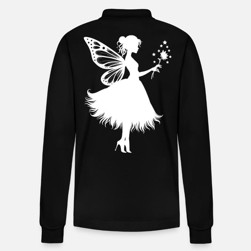 Fée magique avec fleur - Polo à manches longues bio PREPSTER Stanley/Stella Unisexe - noir