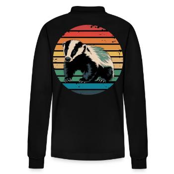 Rétro Vintage Honey Badger Cadeaux d’amoureux des animaux - Polo à manches longues bio PREPSTER Stanley/Stella Unisexe - noir - Dos - Anna (173cm)