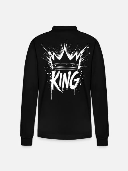 König Krone Splash King Crown - Stanley/Stella Organic Unisex Long-Sleeved Polo Shirt Prepster - black