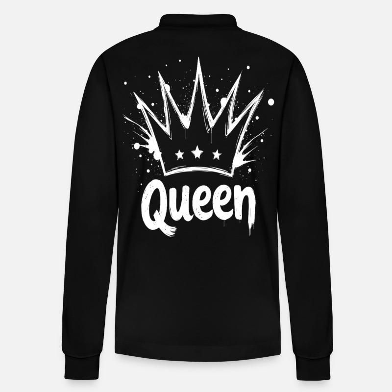 Queen Krone Splash - Stanley/Stella Unisex Bio-Langarm-Poloshirt Prepster - Schwarz