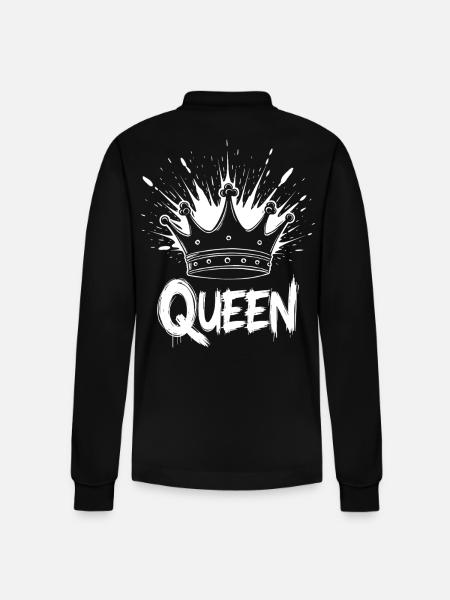 Queen Krone Splash - Stanley/Stella Unisex Bio-Langarm-Poloshirt Prepster - Schwarz