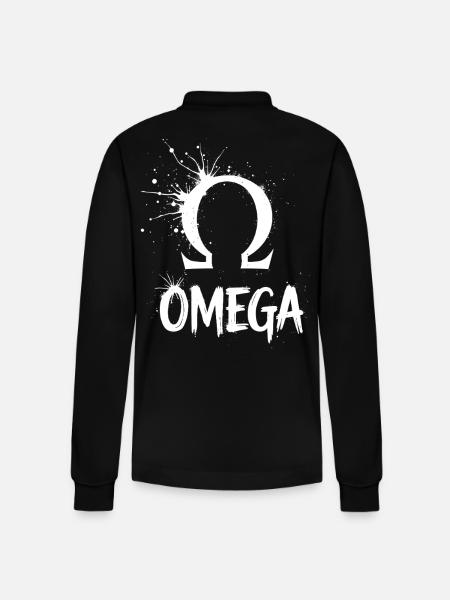 Omega Symbol Splash - Stanley/Stella Organic Unisex Long-Sleeved Polo Shirt Prepster - black