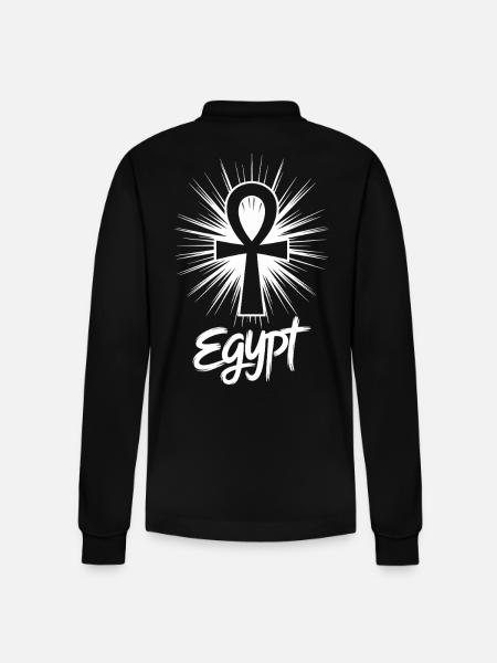 Egypt Ankh Symbol Splash - Stanley/Stella Organic Unisex Long-Sleeved Polo Shirt Prepster - black