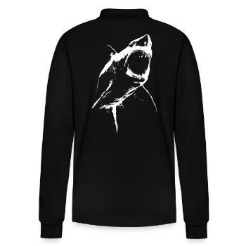 Requin géant menaçant – Silhouette noire et blanche - Polo à manches longues bio PREPSTER Stanley/Stella Unisexe - noir - Dos - Anna (173cm)