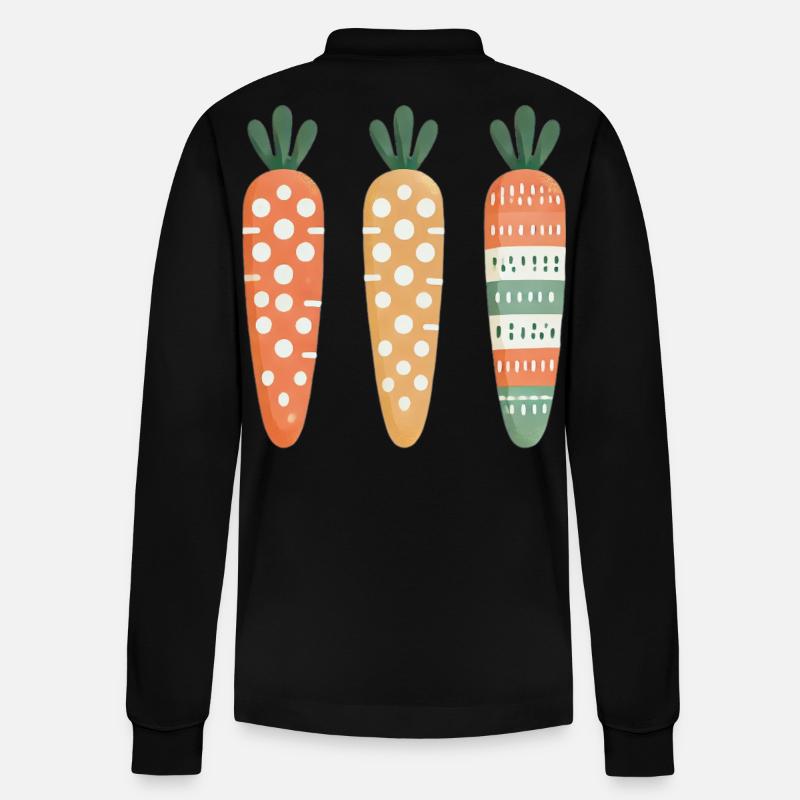 Cute Carrot Pattern Easter Joy - Stanley/Stella Organic Unisex Long-Sleeved Polo Shirt Prepster - black