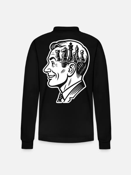 Chess Player Brain Chess Pieces - Stanley/Stella Organic Unisex Long-Sleeved Polo Shirt Prepster - black