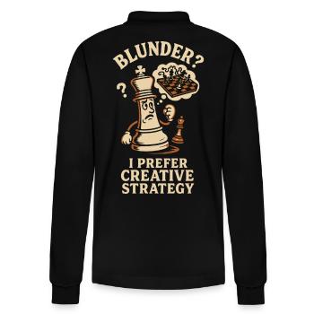 Schnitzer? Ich Bevorzuge Kreative Strategie - Stanley/Stella Unisex Bio-Langarm-Poloshirt Prepster - Schwarz - Hinten - Anna (173cm)