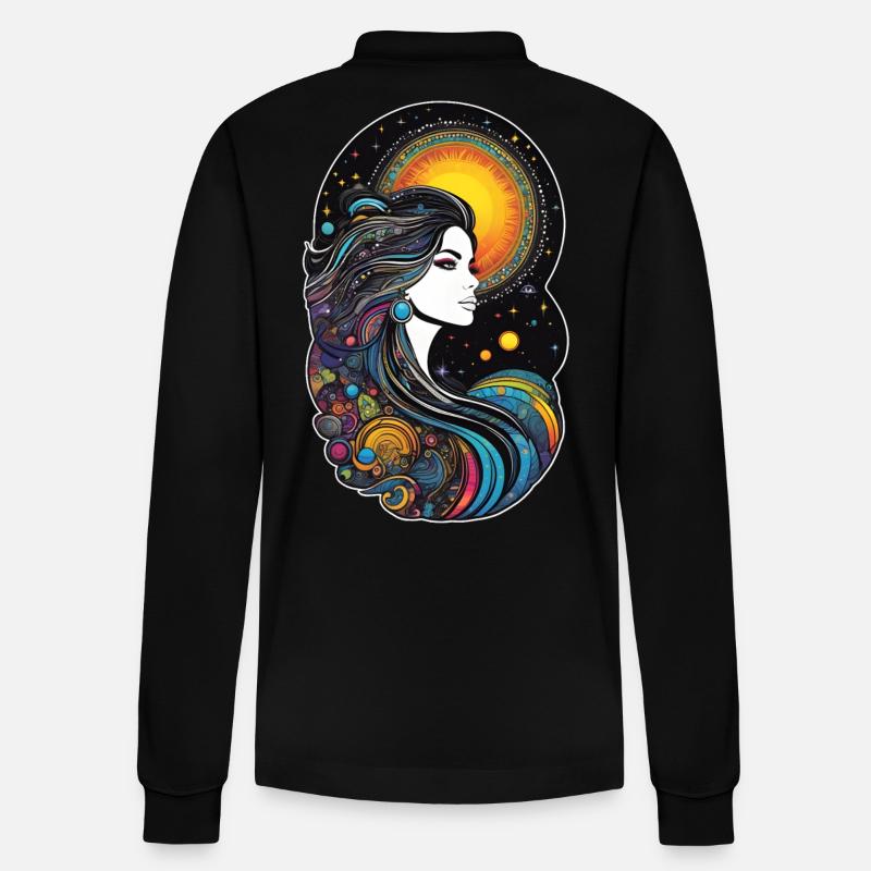 Kosmische Göttin der Schöpfung - Stanley/Stella Unisex Bio-Langarm-Poloshirt Prepster - Schwarz
