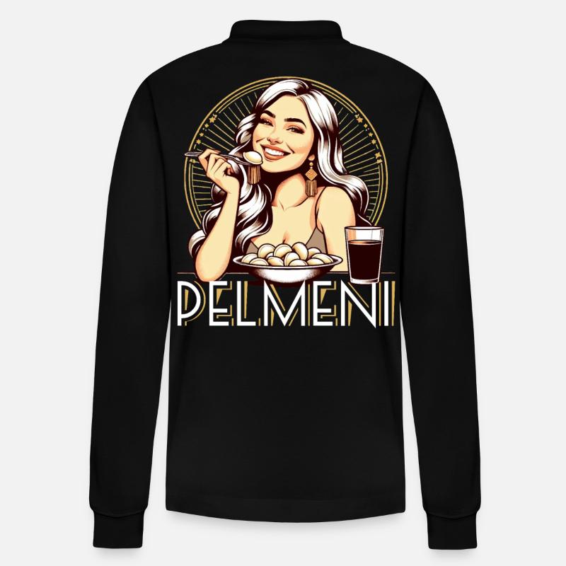 Pelmeni lecker Geschenk - Stanley/Stella Unisex Bio-Langarm-Poloshirt Prepster - Schwarz