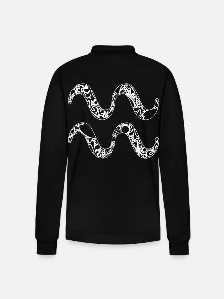 Aquarius Zodiac Funny Horoscope - Stanley/Stella Organic Unisex Long-Sleeved Polo Shirt Prepster - black